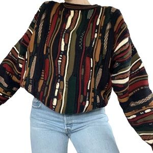 Vintage 90s Coogi Style Biggie Chunky Knit Cotton Traders Crewneck Sweater